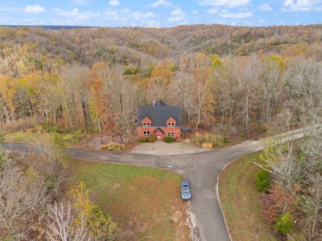 aerial view with a forest view