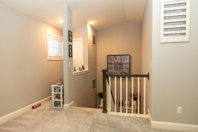 528 Old Station Rd, Frankfort, KY 40601 - hall with an upstairs landing, carpet, and lofted ceiling