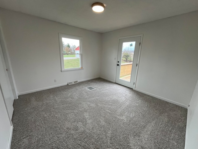 carpeted empty room featuring plenty of natural light