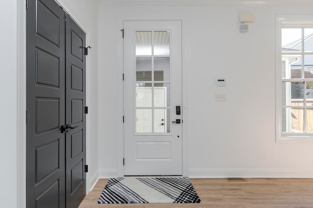 foyer featuring light hardwood / wood-style flooring and a healthy amount of sunlight