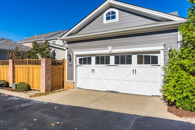 exterior space with a garage