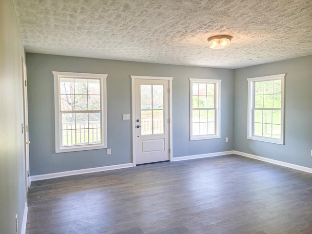 interior space with a wealth of natural light and dark hardwood / wood-style floors