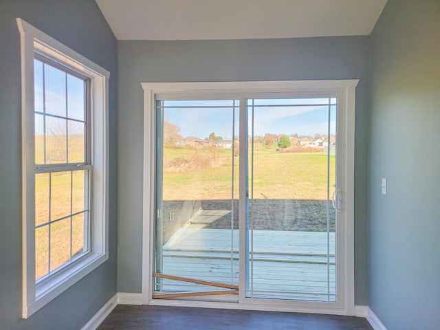 doorway to outside featuring dark hardwood / wood-style flooring and a healthy amount of sunlight