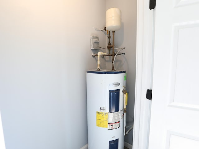 utility room featuring electric water heater