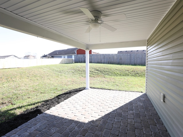 view of patio / terrace with ceiling fan