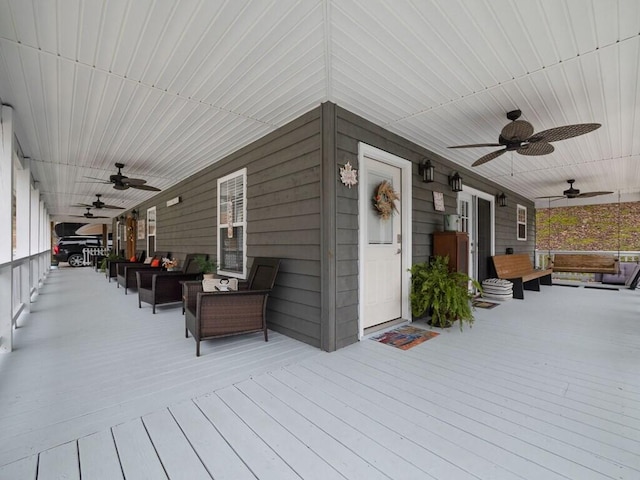 deck with an outdoor living space