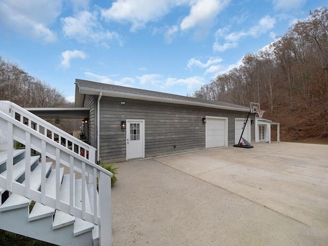 exterior space featuring a garage