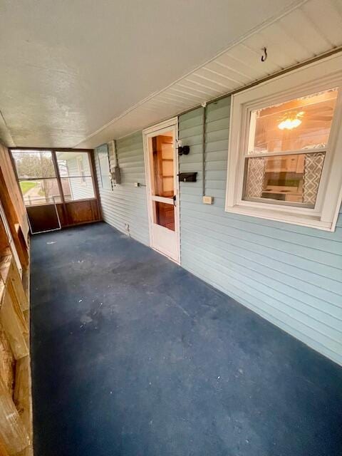 view of unfurnished sunroom