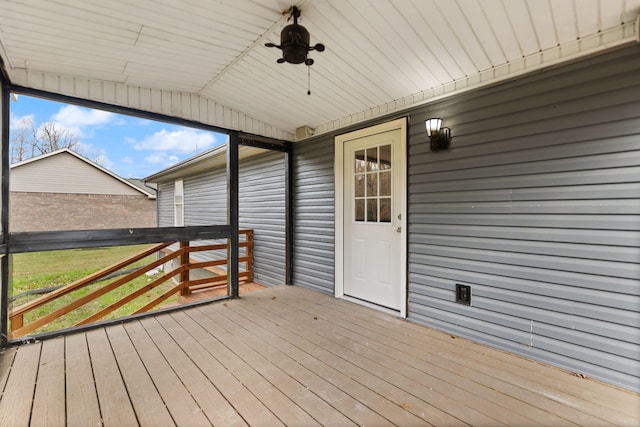 deck featuring ceiling fan