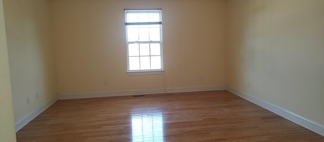 spare room featuring wood-type flooring