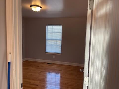 spare room with wood-type flooring