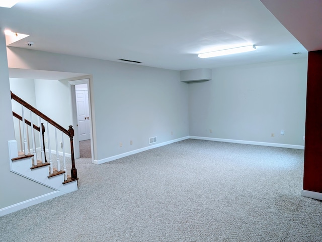 basement with carpet flooring