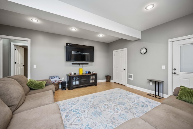 living room featuring hardwood / wood-style flooring