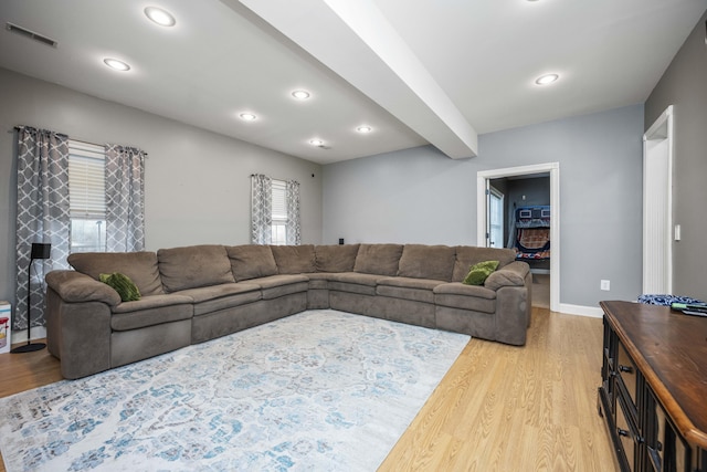 living room with wood-type flooring