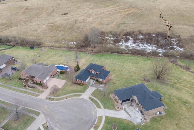 bird's eye view with a rural view