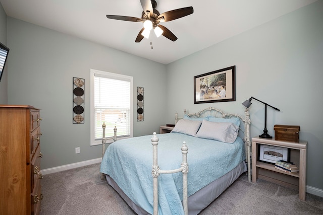 bedroom with carpet and ceiling fan