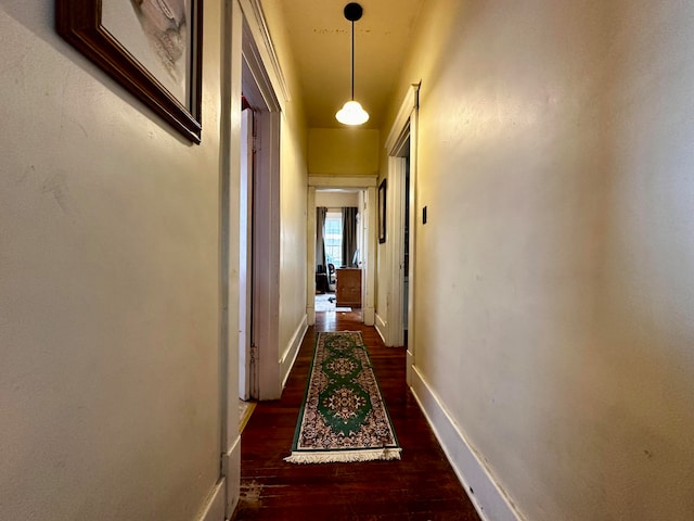 hallway featuring dark hardwood / wood-style flooring