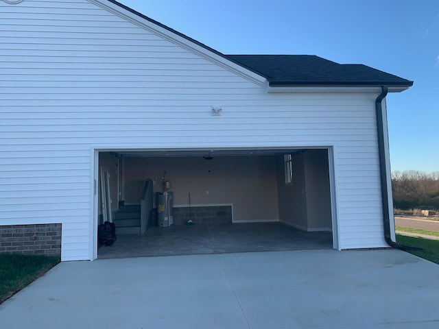 garage with electric water heater