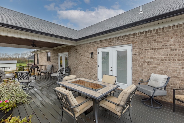 deck with french doors