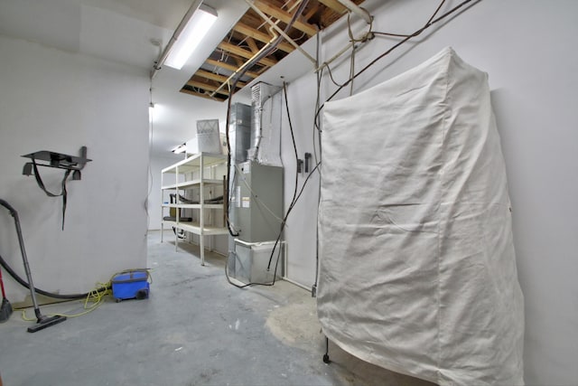 basement with heating unit