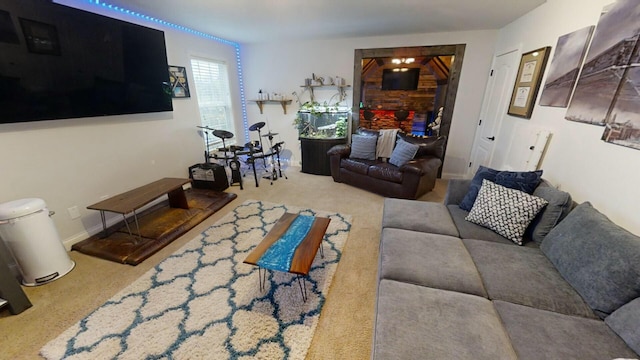 living room featuring carpet flooring