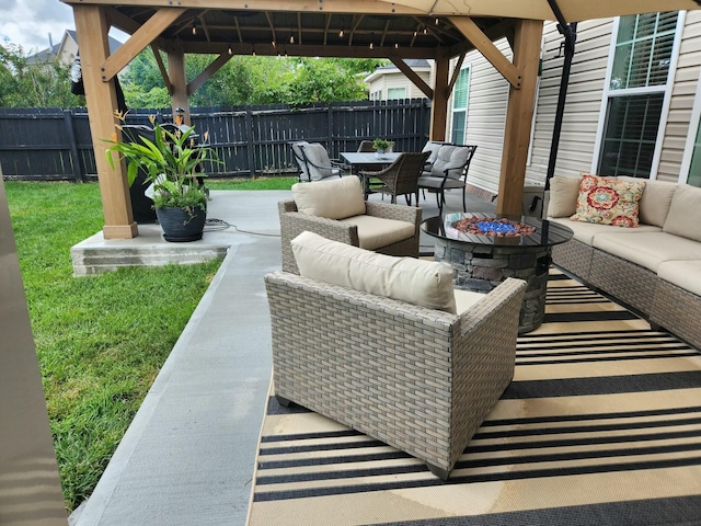 view of patio featuring a gazebo