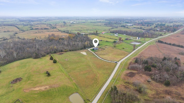 aerial view featuring a rural view