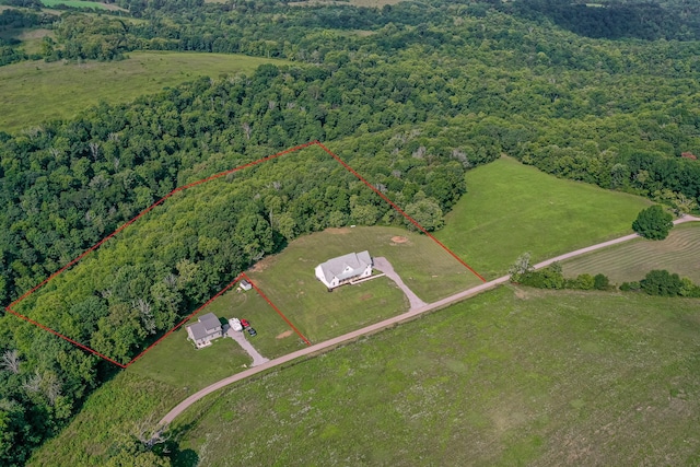 bird's eye view with a rural view