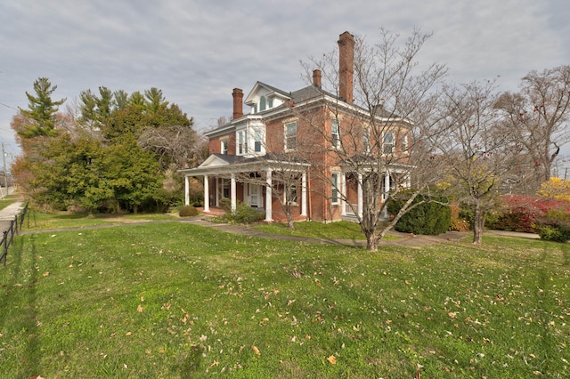 view of property exterior with a lawn