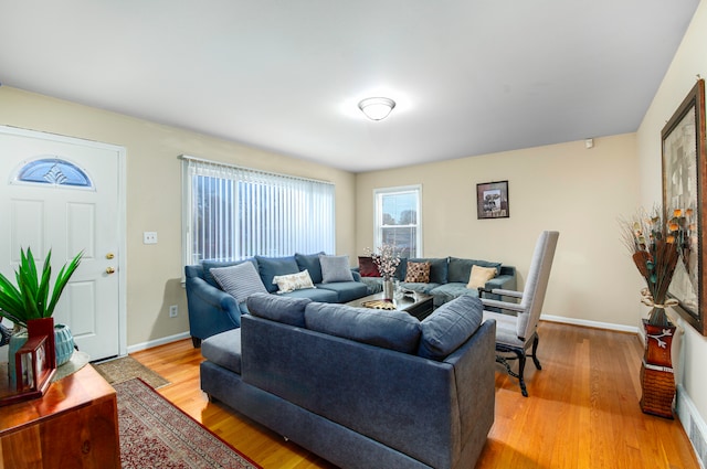 living room featuring light hardwood / wood-style floors