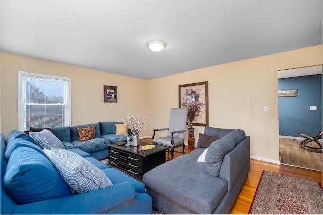 living room featuring light wood-type flooring