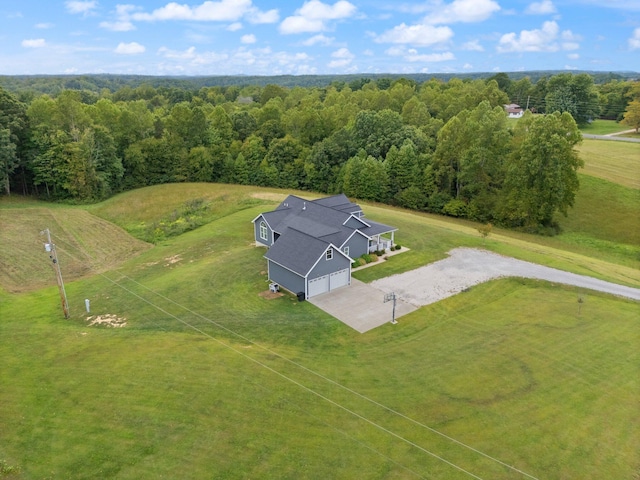 birds eye view of property with a rural view