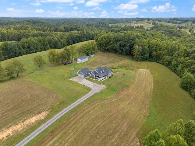 bird's eye view featuring a rural view