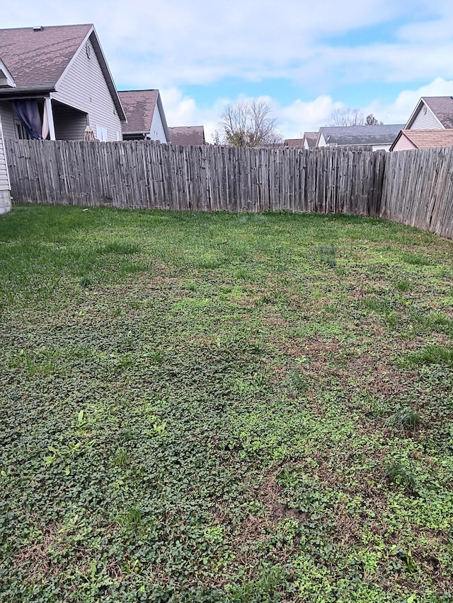 view of yard featuring a fenced backyard