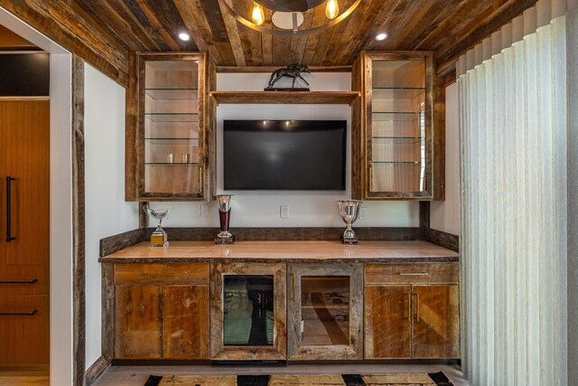 1602 Winners Cir # 41, Lexington, KY 40513 - bar area with wooden ceiling, wine cooler, wood finished floors, and recessed lighting