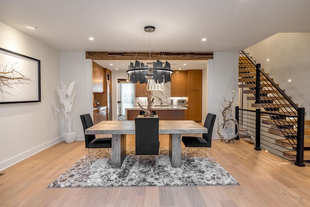 1602 Winners Cir # 41, Lexington, KY 40513 - dining space featuring light wood-style flooring, stairs, a chandelier, and recessed lighting