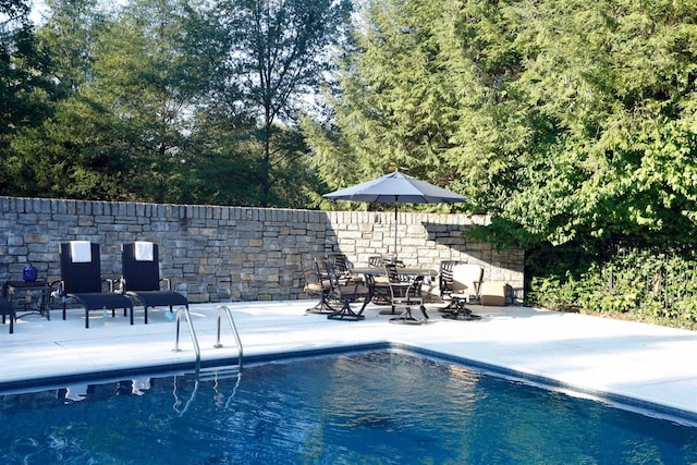 view of swimming pool with a patio