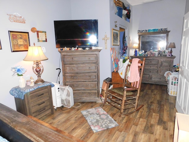 bedroom featuring dark hardwood / wood-style flooring