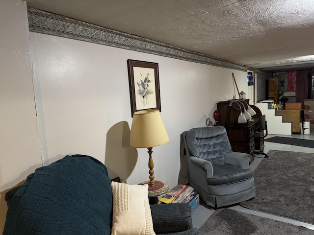 sitting room with concrete flooring