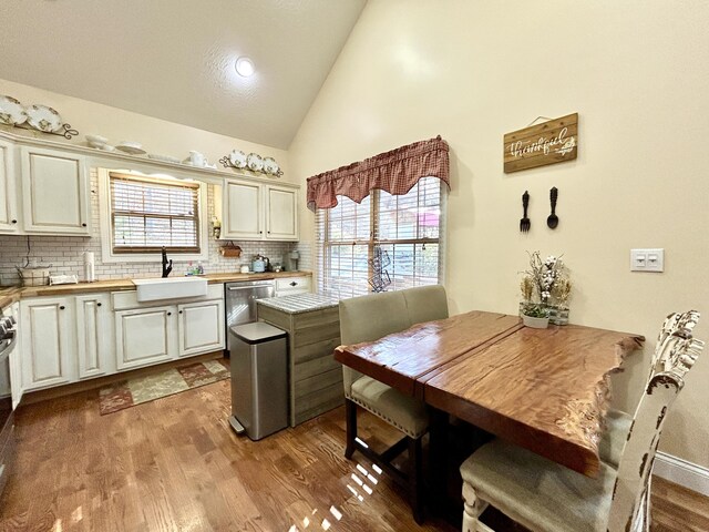 kitchen featuring decorative backsplash, sink, stainless steel appliances, and light wood-type flooring