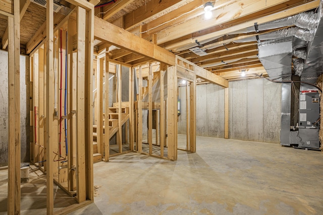 basement with heating unit