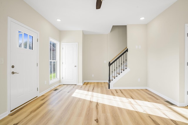 entryway with light wood-type flooring