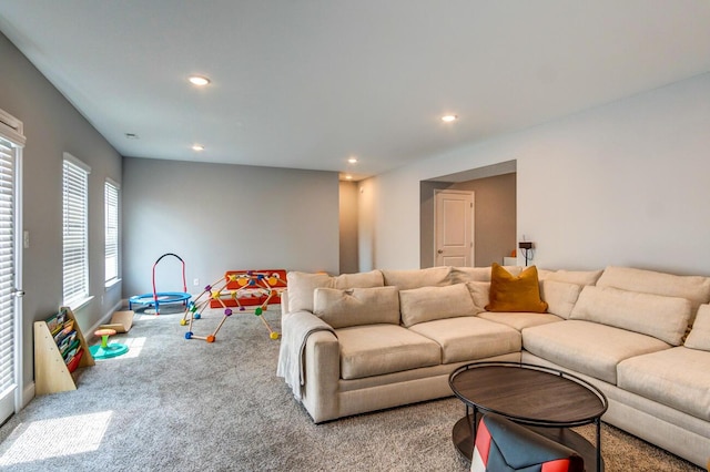 living room with carpet flooring