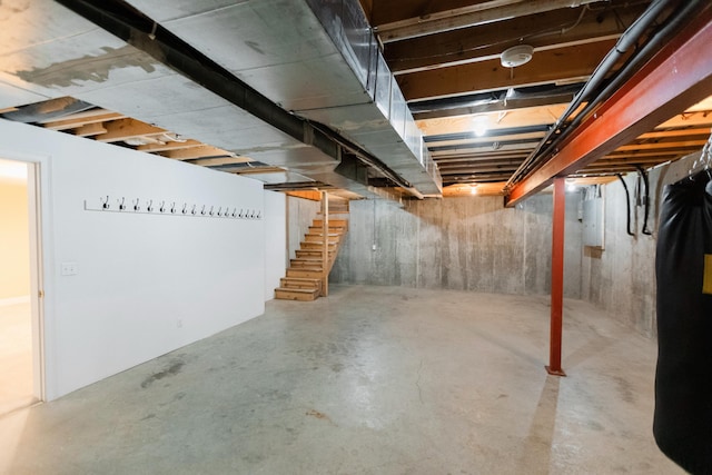 basement with electric panel