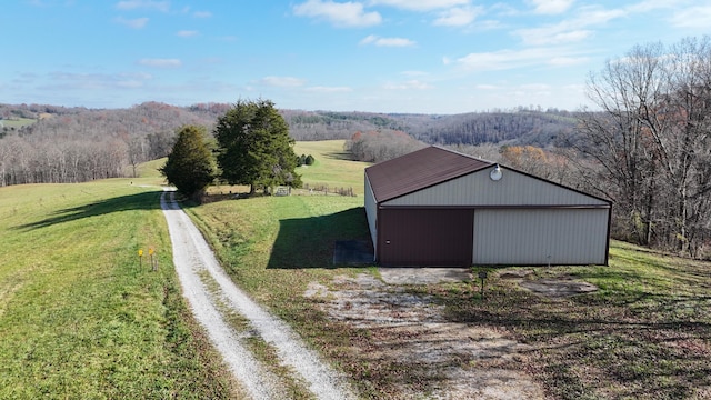 birds eye view of property with a rural view