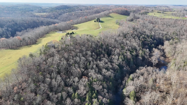 birds eye view of property featuring a rural view