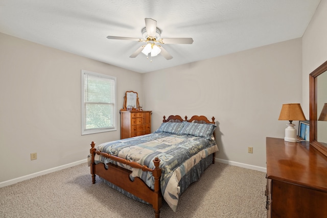 bedroom with carpet and ceiling fan