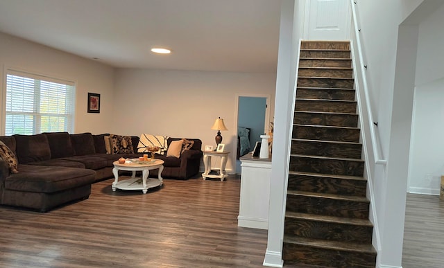 living room featuring dark hardwood / wood-style flooring