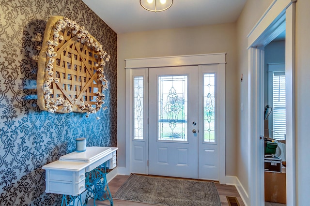 foyer featuring hardwood / wood-style floors