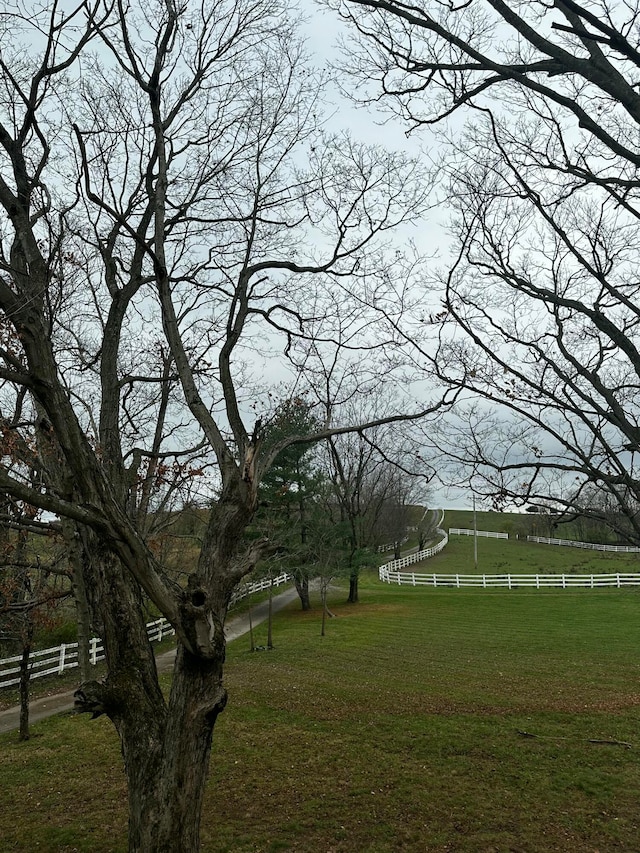 view of yard with a rural view